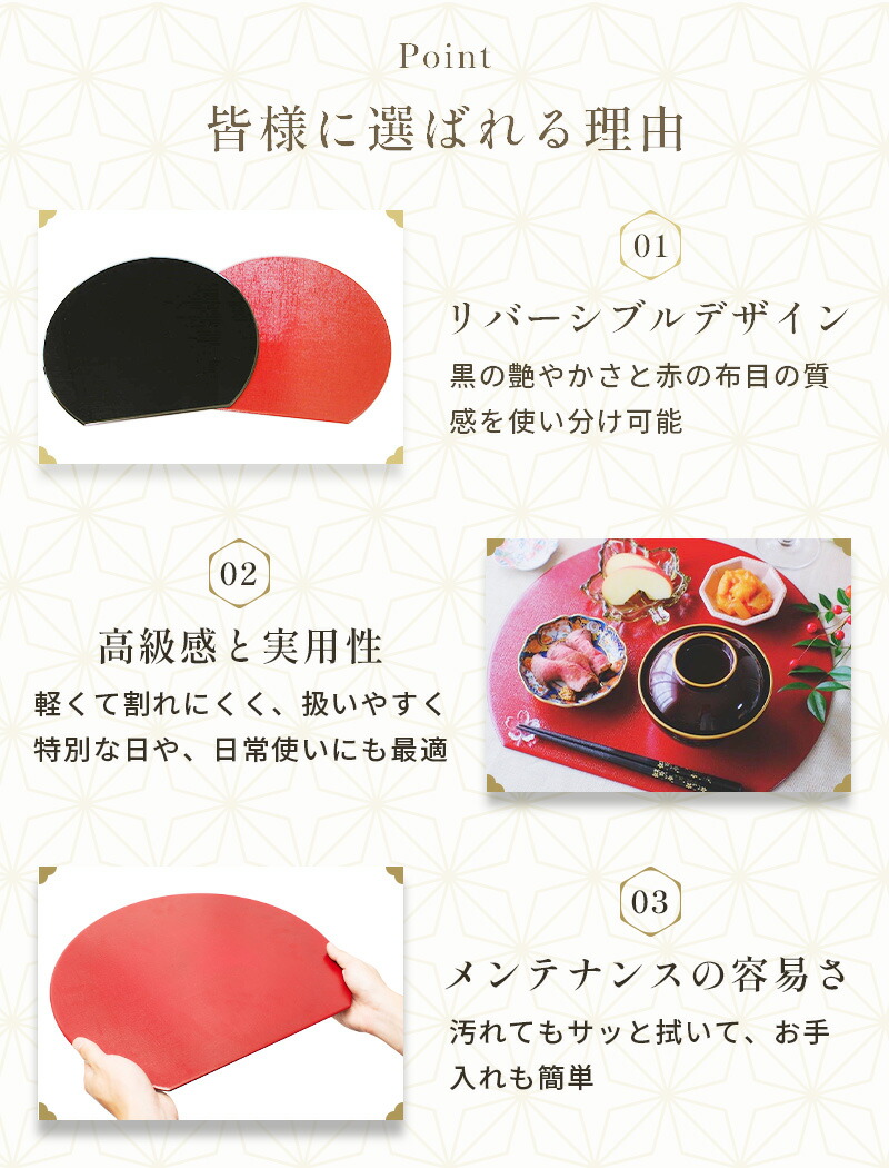 楽天市場】お盆 トレー 半月盆 半月膳【36cm】リバーシブル ランチョン