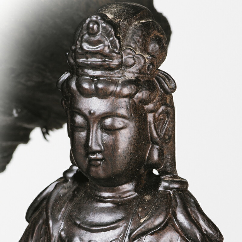 仏教美術 時代 珊瑚 聖観音菩薩像 仏像 川口一光 黒檀 厨子 巾着 布