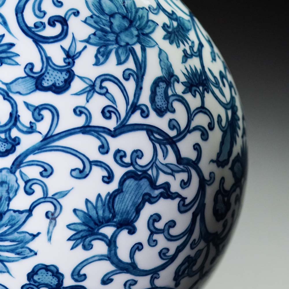 ♧【染付】竹笹・花絵柄 竹筒型 花瓶 円筒形 希少なヴィンテージ有田焼