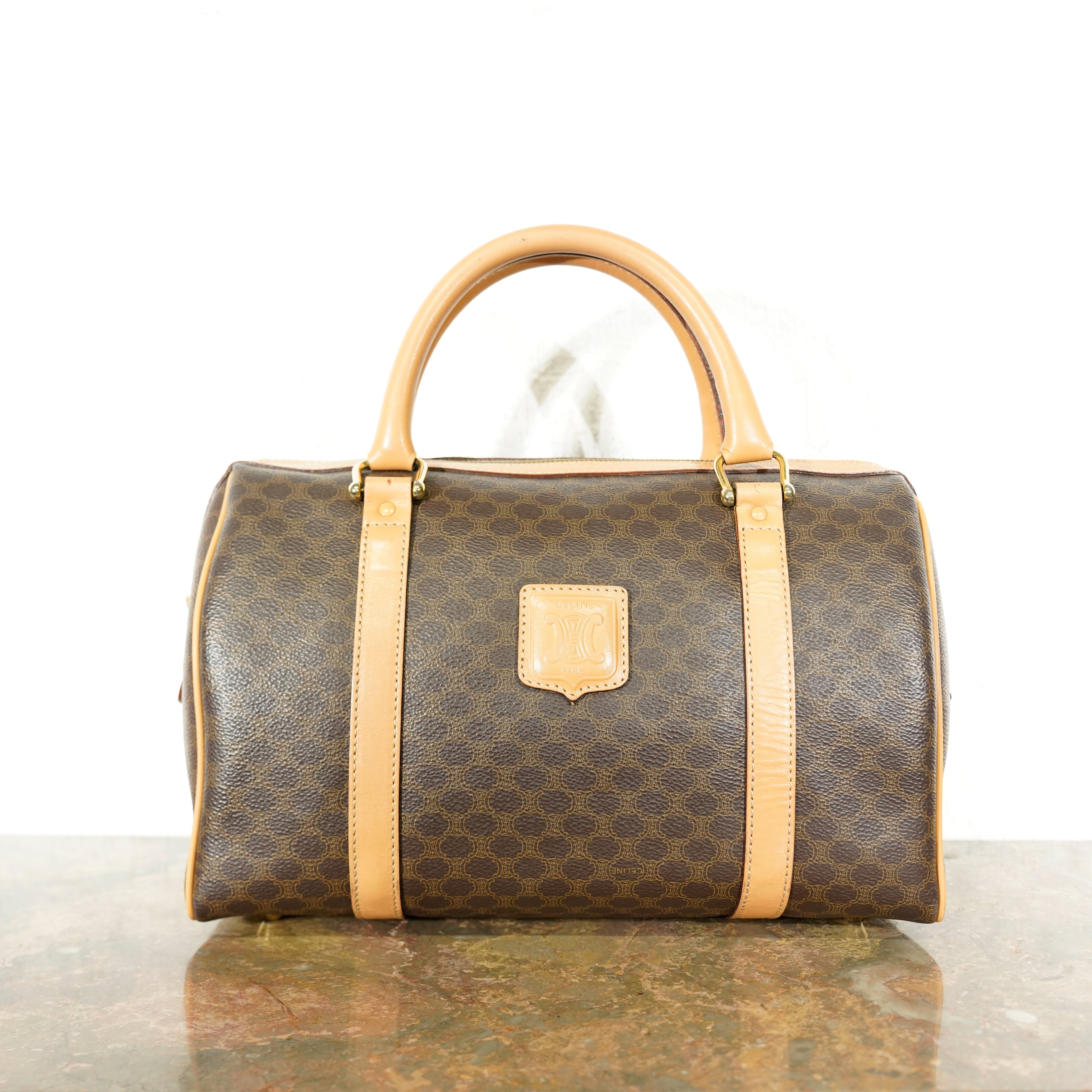 CELINE MACADAM PATTERNED BOSTON BAG MADE IN ITALY/オールドセリーヌ