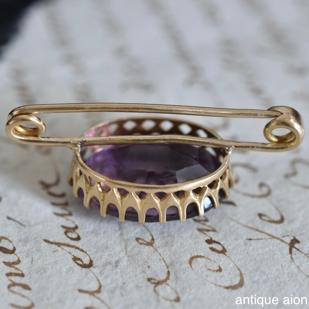 アンティーク ヴィクトリアン ゴールドアメシスト ブローチ
