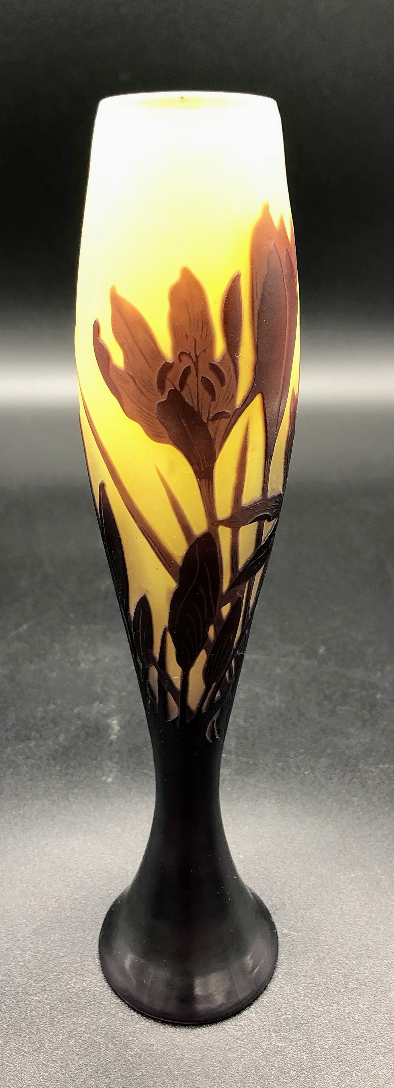 証明書】 エミールガレ 芥子紋 花瓶 技法スフレ 被せガラス 高さ28cm