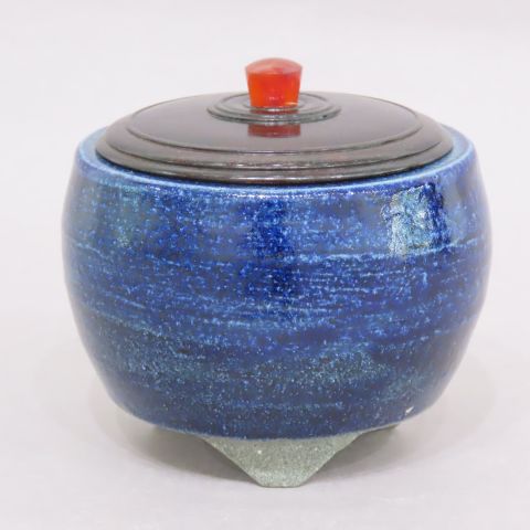 浜田庄司 藍塩釉香炉 HAMADA SHOJI Incense burner,cobalt blue salt