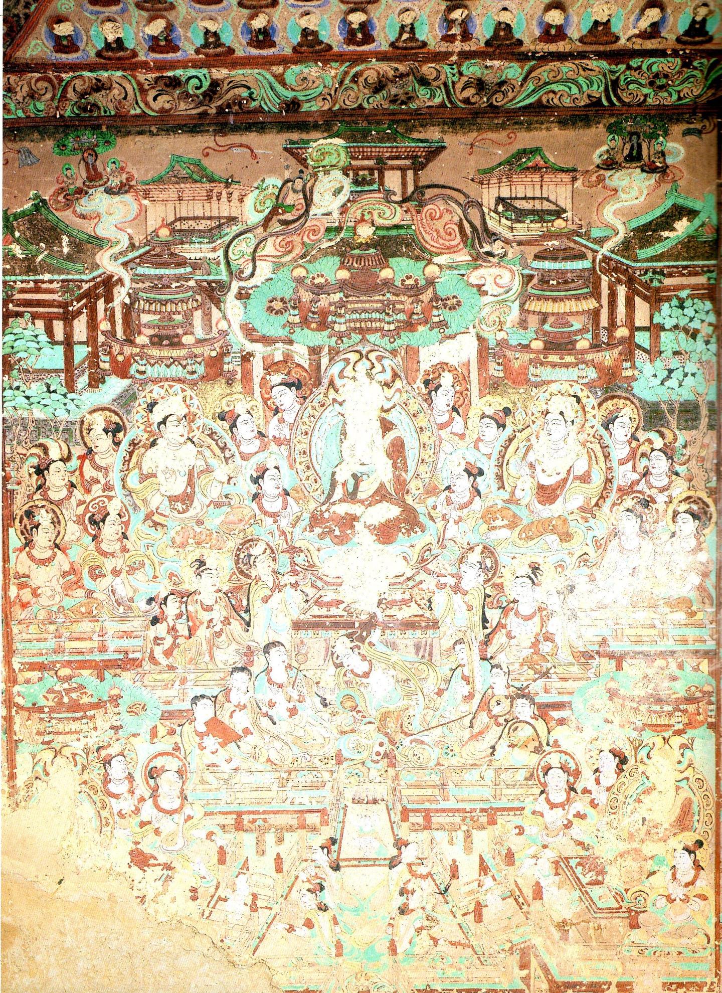 神游千年，大美敦煌】中唐-112窟南壁东-观经变-反弹琵琶，经典舞艺，非
