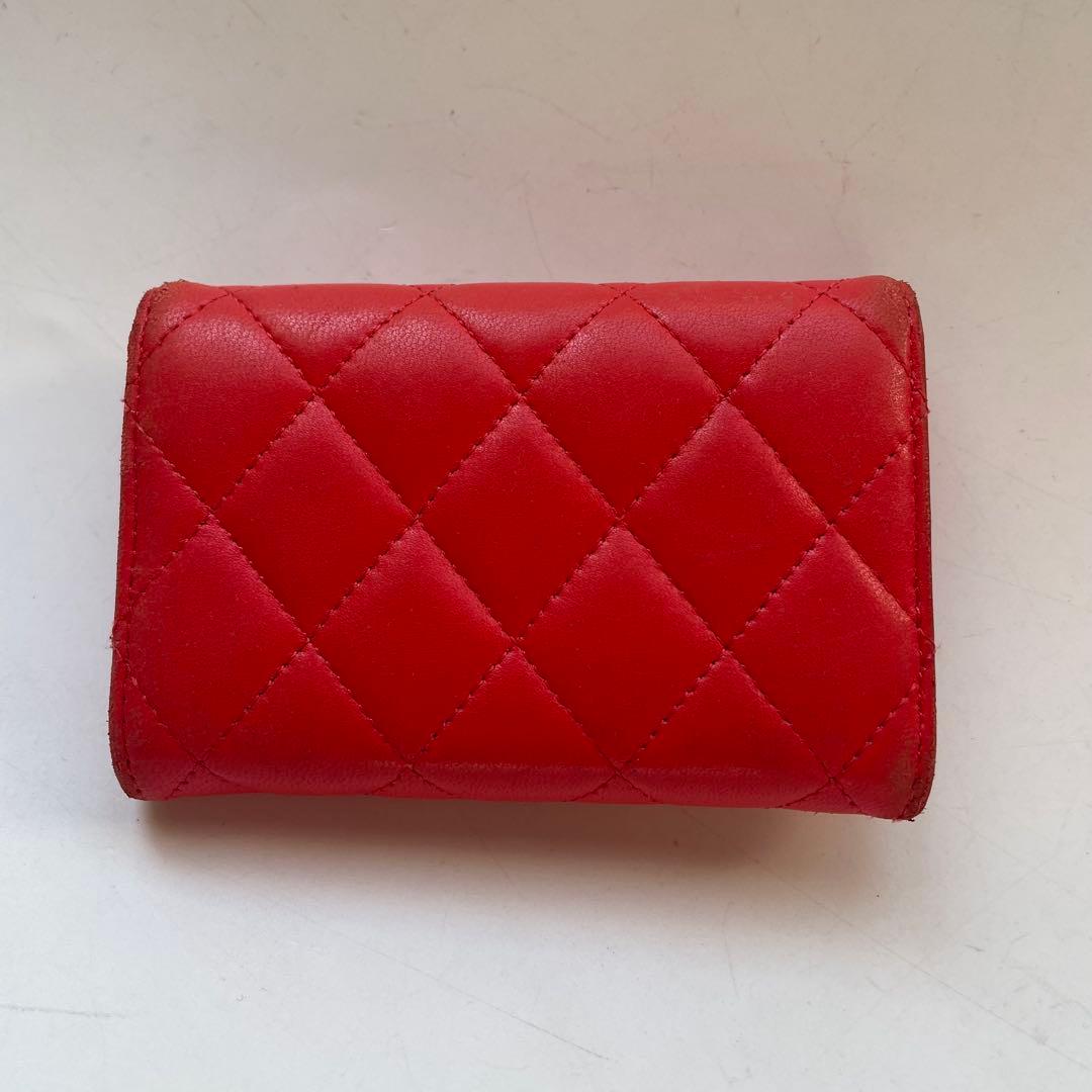 CHANEL マトラッセ ケース レッド ラムスキン フランス製 財布