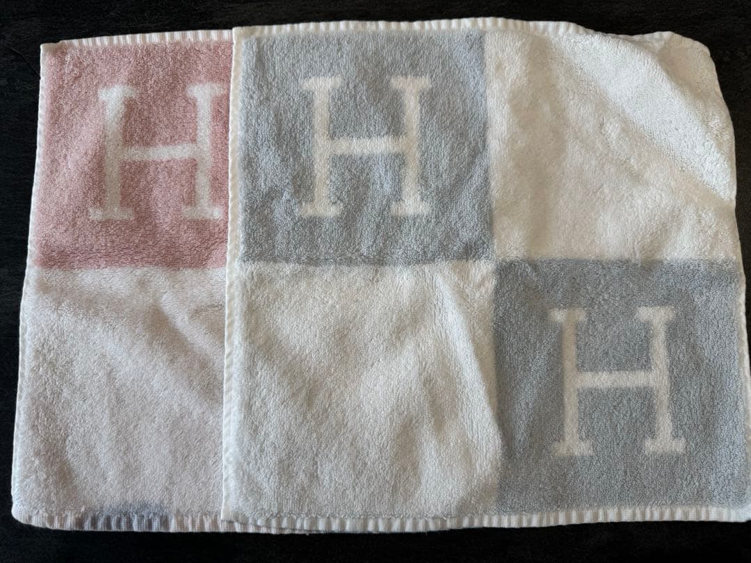 HERMES Hロゴ タオルハンカチ エルメス Hロゴ タオルハンカチ グレー 約34cm