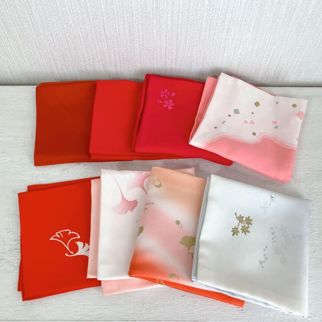 【新品未使用】帛紗 ふくさ 8枚セット 茶道 茶道具 茶道 抹茶 帛紗 ふくさ 無地 正絹帛紗 8匁(もんめ) (朱・赤・紫