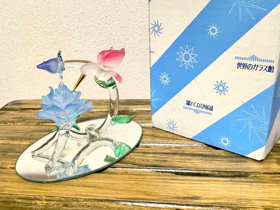 ガラス製花と鳥の装飾品 鏡面台座付き（希少品） 71pxxfa-8NL._AC_UF894,