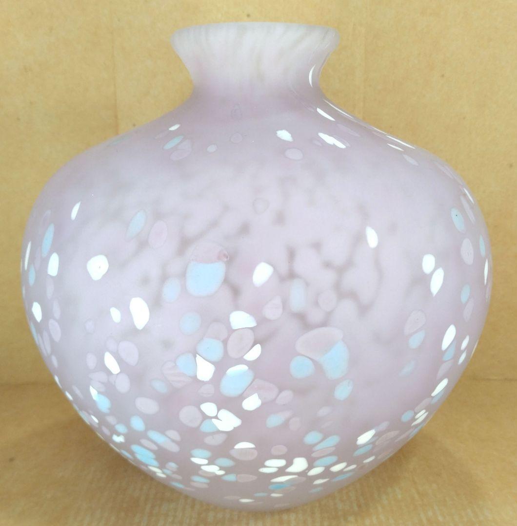 本物保証藤田喬平 手吹 紫金彩(花瓶) 共箱 希少作品 本物保証藤田